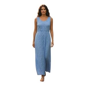 K Woman Collection Womens 16W Cornflower Blue Floral Textured‎ Zip Up Maxi Dress